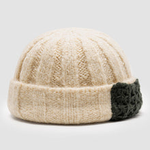Load image into Gallery viewer, Unisex Acrylic Knitted Solid Color Striped Crochet Color-match Patch Warmth Brimless Beanie Landlord Cap Skull Cap
