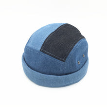 Load image into Gallery viewer, denim-stitching-docker-cap-brimless-hat-retro-skullcap-landlord-hat-miki-hat