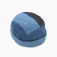 Load image into Gallery viewer, denim-stitching-docker-cap-brimless-hat-retro-skullcap-landlord-hat-miki-hat