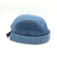 Load image into Gallery viewer, denim-stitching-docker-cap-brimless-hat-retro-skullcap-landlord-hat-miki-hat