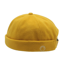 Load image into Gallery viewer, docker-cap-smile-embroidery-rolled-cuff-retro-skullcap-brimless-miki-hat-for-men-women