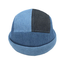 Load image into Gallery viewer, denim-stitching-docker-cap-brimless-hat-retro-skullcap-landlord-hat-miki-hat