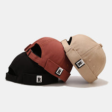 Load image into Gallery viewer, GEGEEN DOMOG Unisex Wide Brim Letter Label Patch Landlord Cap Brimless Beanie Docker Cap
