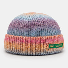 Load image into Gallery viewer, Unisex Knitted Tie-dye Gradient Color Letters Outdoor Warmth Dome Brimless Landlord Cap Docker Cap