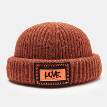 Load image into Gallery viewer, GegeenDomog Unisex Knitted Hat Letter Pattern Patch Brimless Flanging Outdoor Warmth Beanie Landlord Cap Skull Cap
