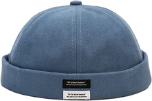 Load image into Gallery viewer, Men Hats Docker Cap Hats Beanie Sailor Cap Worker Hat Rolled Cuff Retro Brimless Hat with Adjustable