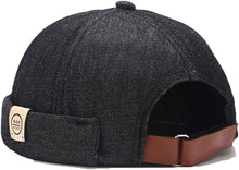 Load image into Gallery viewer, Men Hats Docker Cap Hats Beanie Sailor Cap Worker Hat Rolled Cuff Retro Brimless Hat with Adjustable