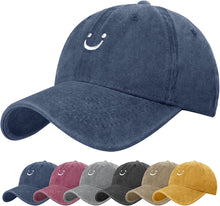 Load image into Gallery viewer, Baseball Cap for Men Women Cotton Adjustable Unisex Smile Plain Hat Classic Sports Hat Curved Brim Casual Summer Cap Daily Outdoor Used