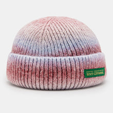 Load image into Gallery viewer, Unisex Knitted Tie-dye Gradient Color Letters Outdoor Warmth Dome Brimless Landlord Cap Docker Cap