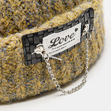 Load image into Gallery viewer, Unisex Mixed Color Knitted Letter Patch Chain Decoration Warmth Flanging Brimless Beanie Hat Docker Cap
