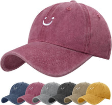 Load image into Gallery viewer, Baseball Cap for Men Women Cotton Adjustable Unisex Smile Plain Hat Classic Sports Hat Curved Brim Casual Summer Cap Daily Outdoor Used