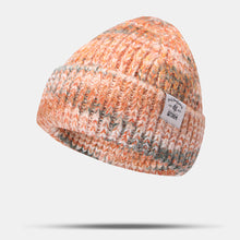 Load image into Gallery viewer, GegeenDomog Women Coarse Knitted Mixed Color Letter Label All-match Warmth Beanie Hat