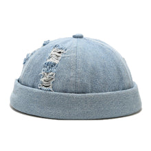 Load image into Gallery viewer, GegeenDomog Denim Docker Cap Manual Hollowing Brimless Hat Miki Hat for Men Women with Adjustable