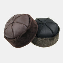 Lade das Bild in den Galerie-Viewer, Herren-Mütze aus echtem Leder mit Fellverdickung, warmer Dockerhut