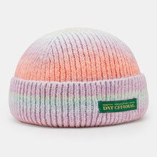 Load image into Gallery viewer, Unisex Knitted Tie-dye Gradient Color Letters Outdoor Warmth Dome Brimless Landlord Cap Docker Cap