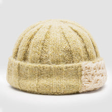 Load image into Gallery viewer, Unisex Acrylic Knitted Solid Color Striped Crochet Color-match Patch Warmth Brimless Beanie Landlord Cap Skull Cap