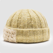 Load image into Gallery viewer, Unisex Acrylic Knitted Solid Color Striped Crochet Color-match Patch Warmth Brimless Beanie Landlord Cap Skull Cap