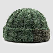 Load image into Gallery viewer, Unisex Acrylic Knitted Solid Color Striped Crochet Color-match Patch Warmth Brimless Beanie Landlord Cap Skull Cap