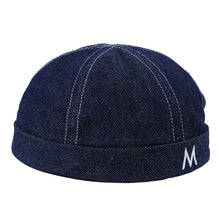 Load image into Gallery viewer, denim-retro-brimless-hat-docker-cap-miki-hat-for-men-women