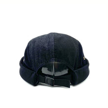 Load image into Gallery viewer, denim-stitching-docker-cap-brimless-hat-retro-skullcap-landlord-hat-miki-hat