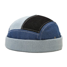 Load image into Gallery viewer, denim-docker-cap-stitching-brimless-hat-retro-skullcap-landlord-hat-miki-hat