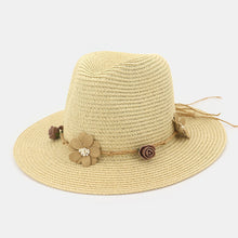 Lade das Bild in den Galerie-Viewer, Sun Hat Womens Uv Protection Wide Brim Foldable Straw Hat Flower Decoration Elegant Beach Hat
