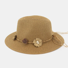 Lade das Bild in den Galerie-Viewer, Sun Hat Womens Uv Protection Wide Brim Foldable Straw Hat Flower Decoration Elegant Beach Hat
