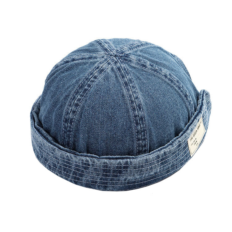 Gray Docker Hat,brimless Beanie Docker Cap,adjustable Harbour Hat,sailor Military Hat,wool