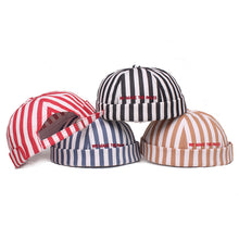 Load image into Gallery viewer, stripe-docker-cap-brimless-hat-retro-skullcap-beanie-peakless-cap-landlord-hat
