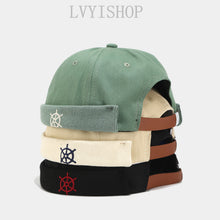 Load image into Gallery viewer, rudder-embroidery-docker-cap-brimless-hat-skullcap-beanie-landlord-hat
