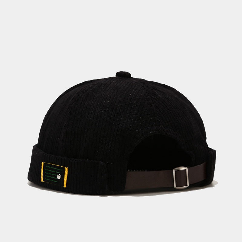 GegeenDomog Corduroy Docker Cap Brimless Hat Skullcap Beanie