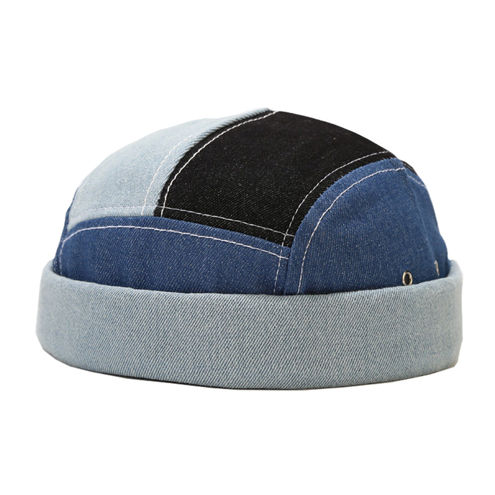 denim-docker-cap-stitching-brimless-hat-retro-skullcap-landlord-hat-miki-hat